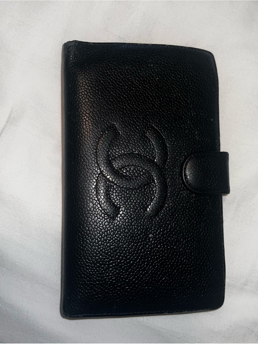 CHANEL Black Quilted Caviar Leather Bifold Wallet (Vintage)